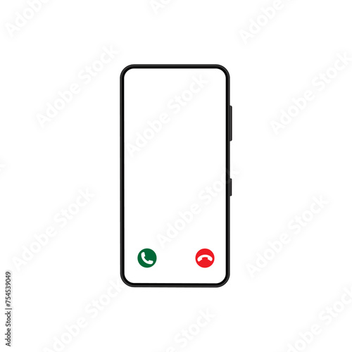 Model smartphone isolated on white.Mobile phone with shadow on transparent background. 