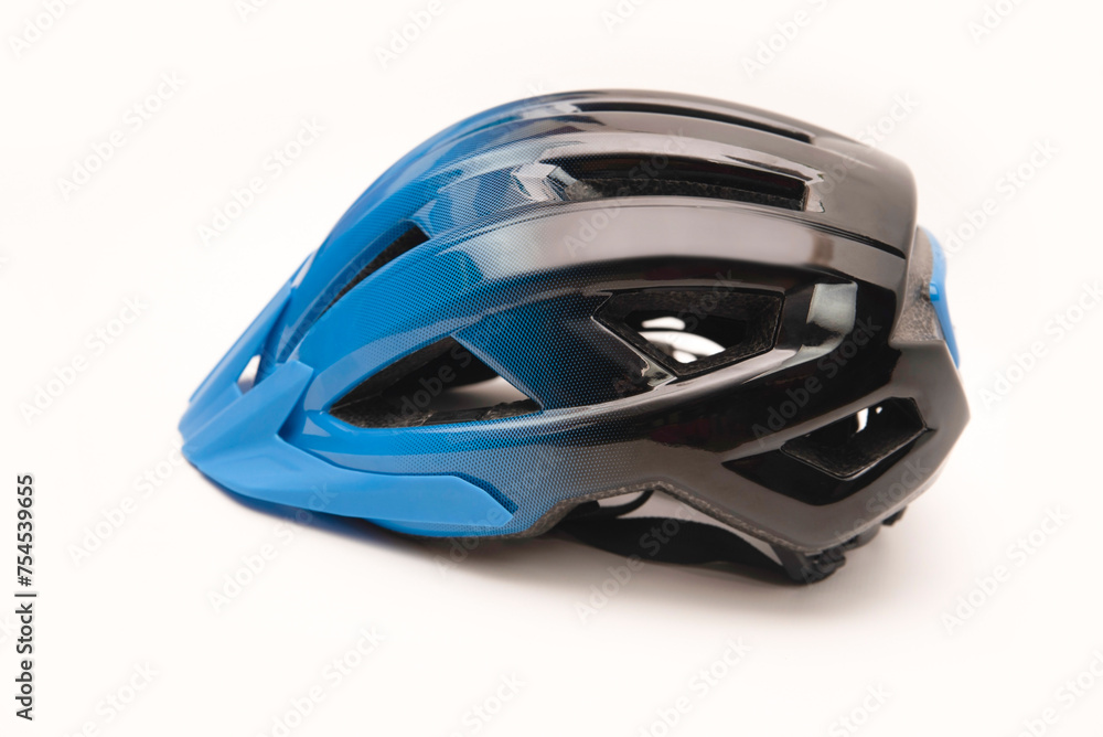Helmet made of strong plastic and foam for cyclist safety. A bicycle or scooter helmet. Cycling with safety Helmet made of strong plastic and foam for cyclist safety. A bicycle or scooter helmet. Cycling with safety