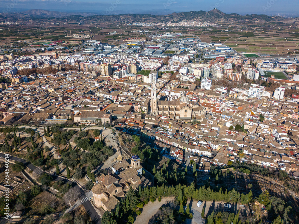 Xativa town in Spain aerial drone view