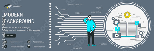 Digital technology banner vector design template. Digital education, online learning concept