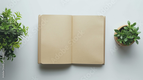 Blank photorealistic notebook mockup on light grey background.