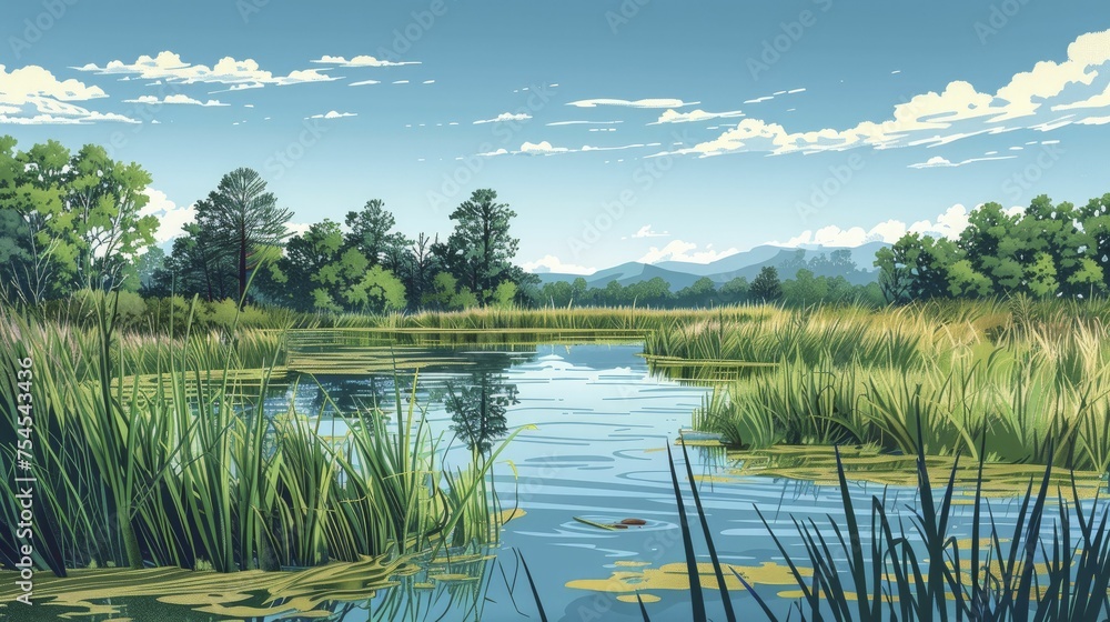 Φωτογραφία A wetland restoration project emphasizing its capacity to act as a natural carbon reservoir