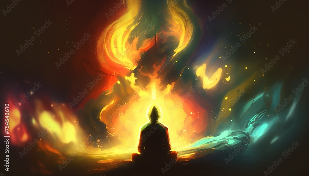 Calming abstract meditation art with religious concepts 