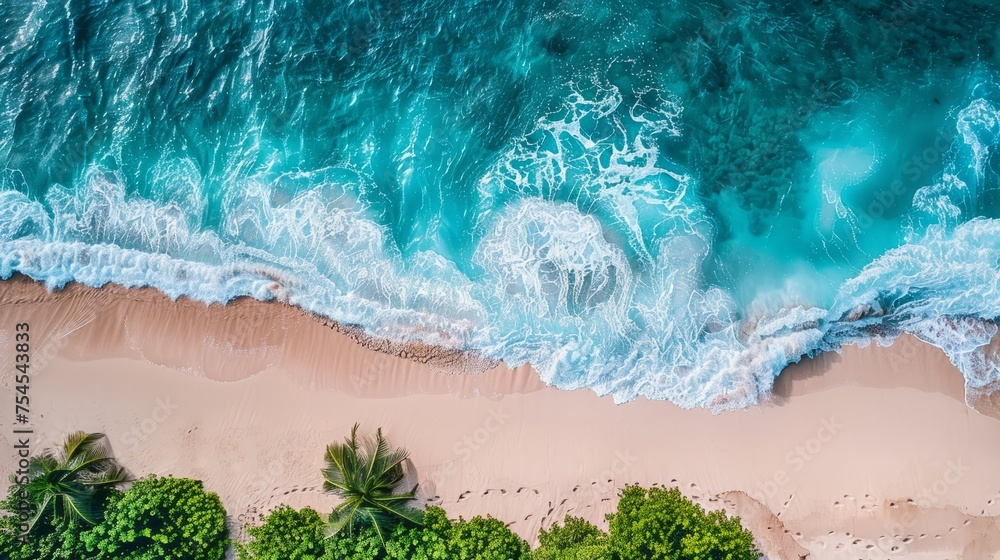 Tropical beach with white sand and azure water