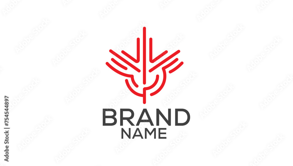 abstract maple Canadian maple leaf lines vector logo template abstract maple Canadian maple leaf lines vector logo template