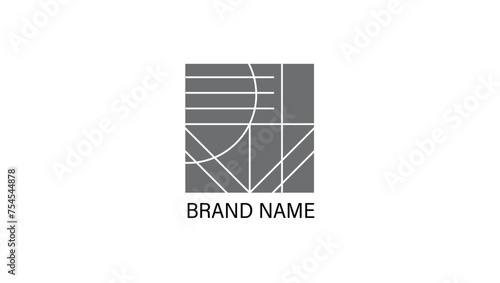 abstract interior design gray lines modern creative vector logo template