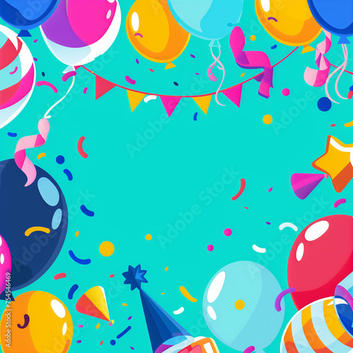 Illustrated design for your birthday party exudes a magical atmosphere with vibrant colors and playful motifs that symbolize joy and celebration. From sparkling balloons and cheerful confetti 