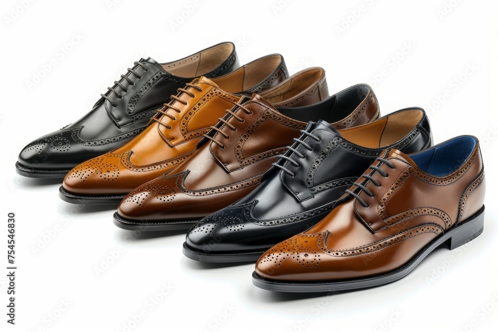 A row of shoes with different colors and styles A row of shoes with different colors and styles