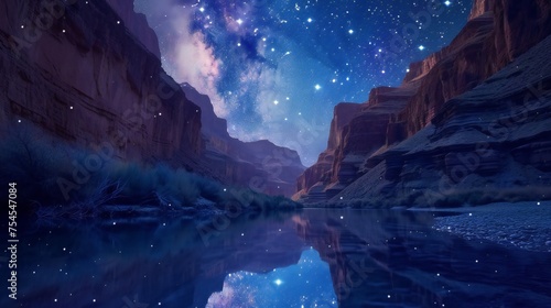 night sky over the river photo
