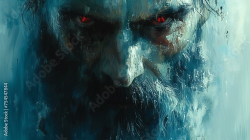 a portrait of a man with a beard in blue eyes © therealnodeshaper