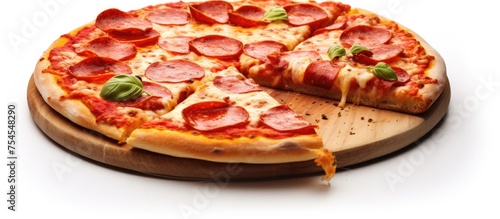 Delicious Pepperoni Pizza with Melting Cheese on Rustic Wooden Board