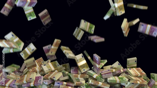 Euro Bundles Money Falling Euros Dropping EU Currency EUR