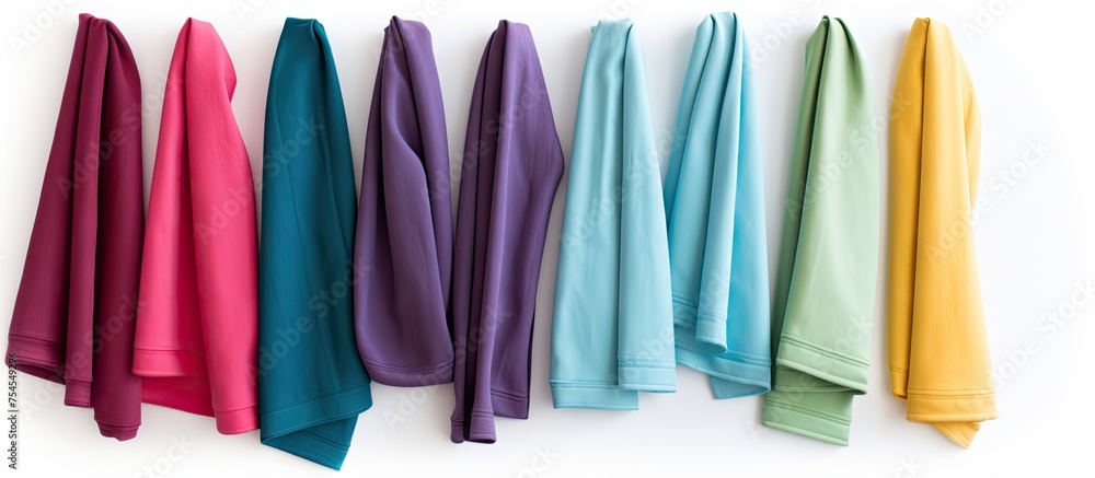 Vivid Color Palette: Assorted Towels Hanging on Display, Home Decor Concept
