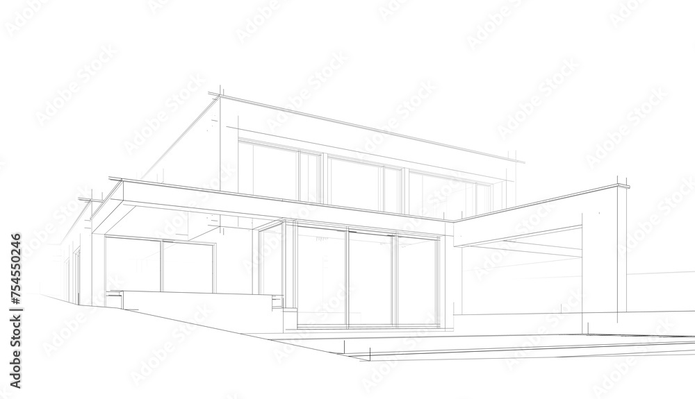 House architectural drawing 3d illustration House architectural drawing 3d illustration