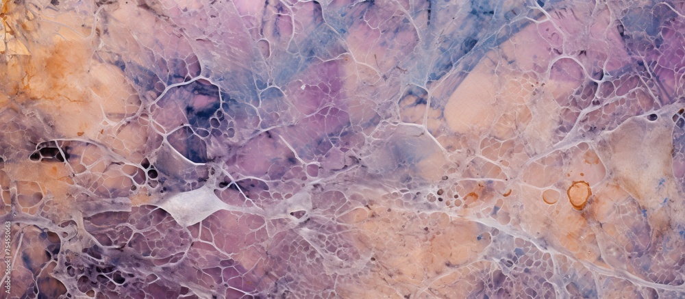Fototapeta premium Vibrant Purple and Orange Marble Wall with Intricate Patterns and Textures
