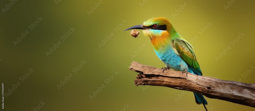 Vibrant Plumage: Colorful Bird Posed Majestically on a Blossoming Tree Branch Vibrant Plumage: Colorful Bird Posed Majestically on a Blossoming Tree Branch