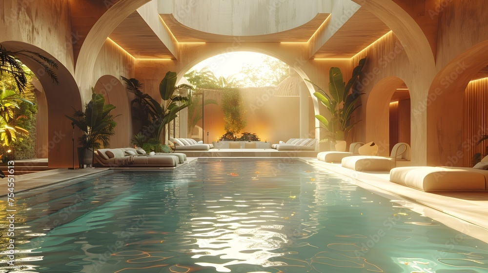 Interior of a luxury Spa-Resort hotel without guests