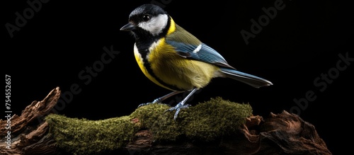 Graceful Bird Perched Majestically on a Blossoming Tree Branch at Sunset photo