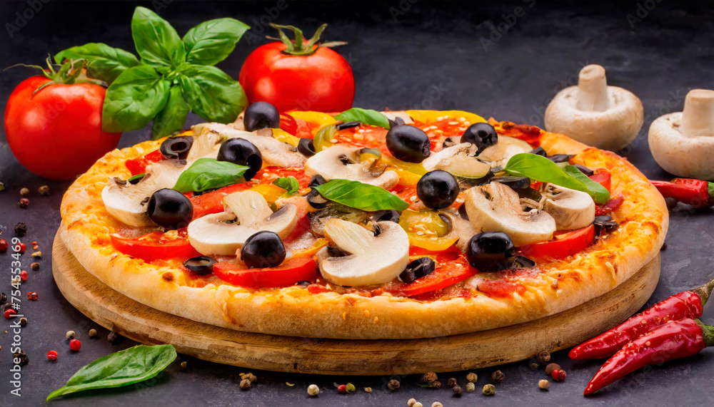 pizza with tomatoes and mushrooms pizza with tomatoes and mushrooms