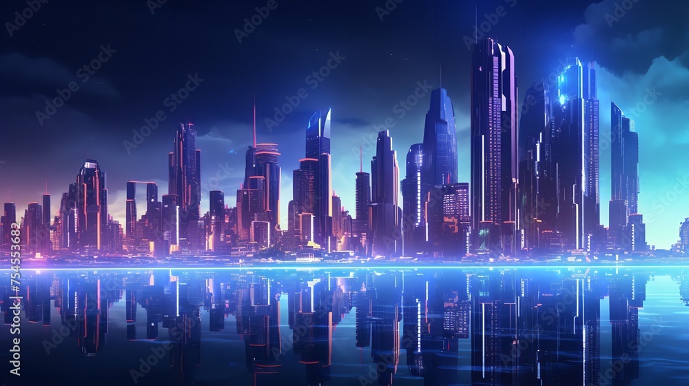 Neon Fractal Skyline 8K 4K Photorealistic Ultra
