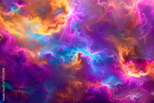 Vibrant cosmic dance of colors across a celestial canvas, invoking a dreamscape nebula