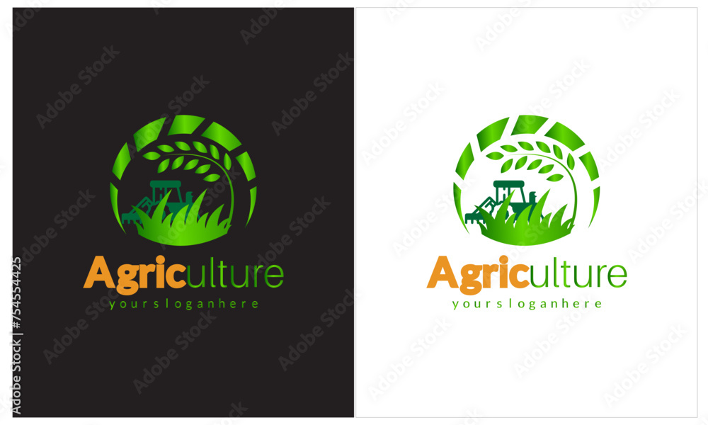 vector logo design perfectly suitable for agriculture, agronomy, wheat farm, rural country farming field, natural harves