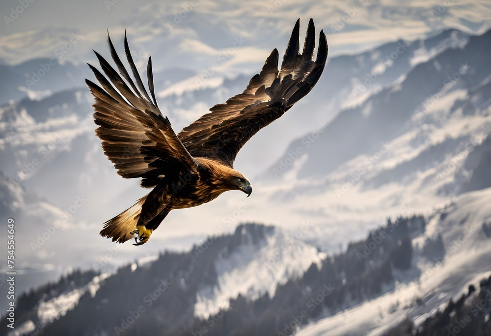 Obraz premium A view of a Golden Eagle in flight