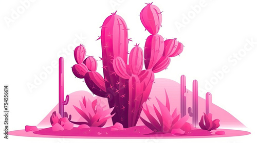 White background with watercolor art of cactus leaf and plants , wedding cards, bridal shower or other party invitation cards, Place for text. Flat lay, top view.