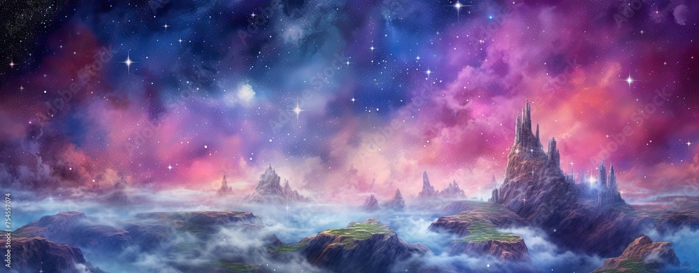 Naklejka premium Colorful space above planet