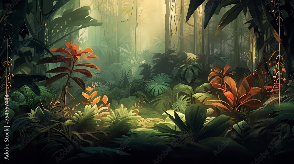 Retro Mural Photo Wallpaper Jungle and Graceful Retro Mural Photo Wallpaper Jungle and Graceful