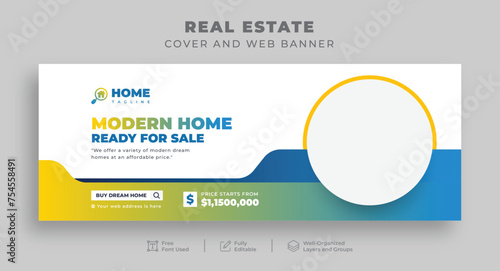 Real Estate Marketing Facebook Cover & Multipurpose Web Banner Designs for Construction, Renovation, Handyman Services, House Rent, Interior Furniture, and Office Sale on Social Media