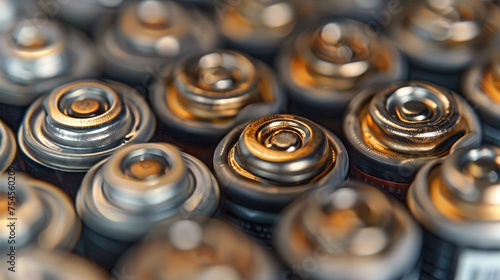 A closeup of used alkaline batteries arranged in rows emphasizes the need for energy and the importance of recycling