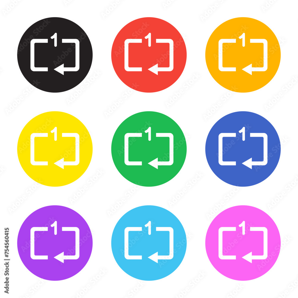Fototapeta premium vector single loop icon button in multiple colours collection for media music player