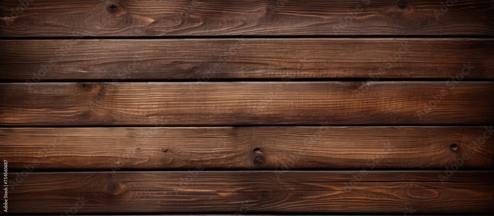 Fototapeta premium This detailed image showcases a dark wood background with prominent wood grains, providing a close-up view of oak texture.