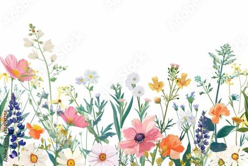 Floral banner design featuring a collection of spring flowers Perfect for mother's day or any celebratory occasion © Bijac