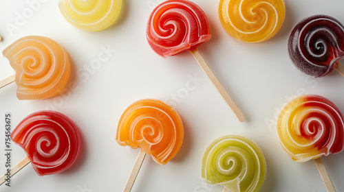 top photo of fruit ice lollies or popsicles , summer concept , hot weather demands  photo