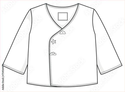 Baby clothing collection designs, baby clothes template, technical drawing flat sketch vector illustration