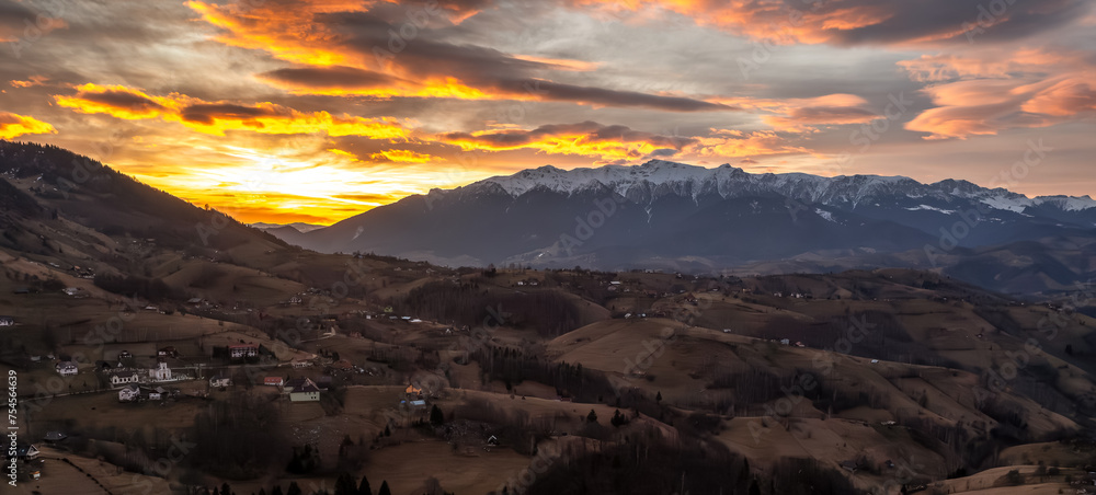 Scenic landscape of Bucegi mountains in the Romanian Carpathians