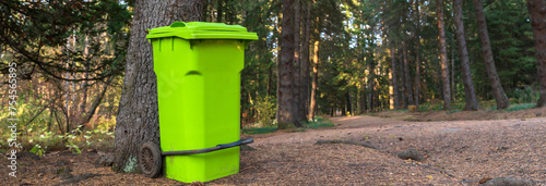 Garbage bin in the forest