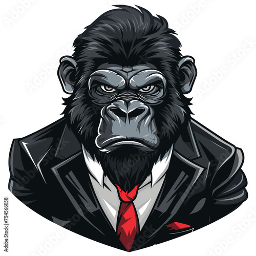 Male businessman gorilla monkey in a suit esport vector logotype, gorilla logo, gorilla icon, gorilla sticker, gorilla symbol, gorilla emblem