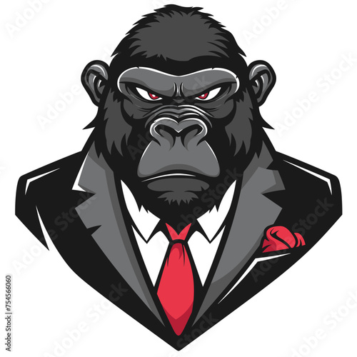 Male businessman gorilla monkey in a suit esport vector logotype, gorilla logo, gorilla icon, gorilla sticker, gorilla symbol, gorilla emblem