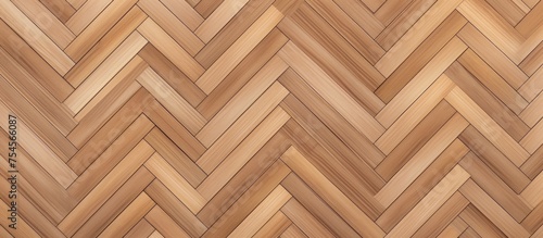 This image shows a detailed close-up view of a light brown wood floor laid in a herringbone pattern. The seamless parquet texture highlights the intricate design and natural beauty of the wood.