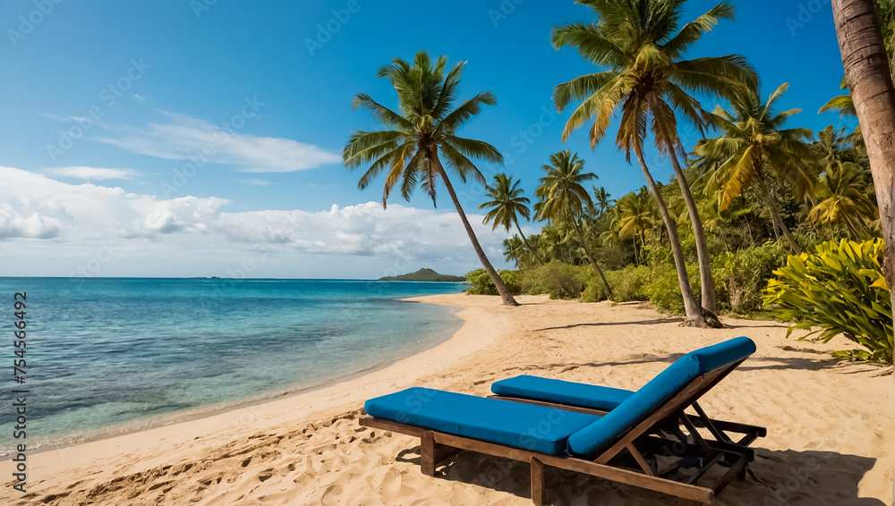 Gorgeous beach on Fiji island  holiday
