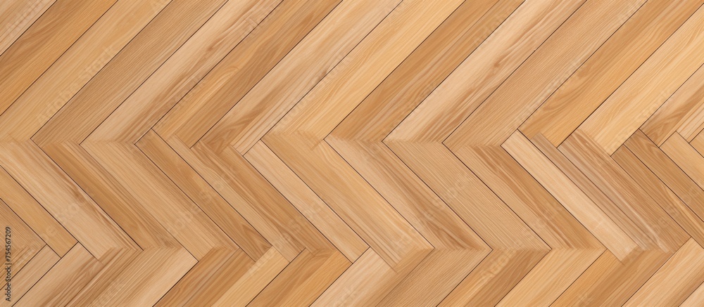 A detailed view of a wooden floor with a chevron pattern, showcasing its seamless parquet texture in a horizontal herringbone design. The light brown hues add warmth and character to the space. A detailed view of a wooden floor with a chevron pattern, showcasing its seamless parquet texture in a horizontal herringbone design. The light brown hues add warmth and character to the space.