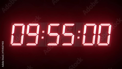 Digital Clock Countdown Timer - 10 Minutes, Seconds, Milliseconds, 3D Render photo