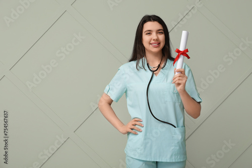 Happy female medical studen...