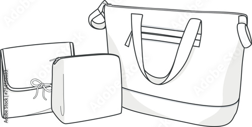 Baby Care Bag Design Template: Vector Flat Sketch for Stylish and Functional Baby Bags