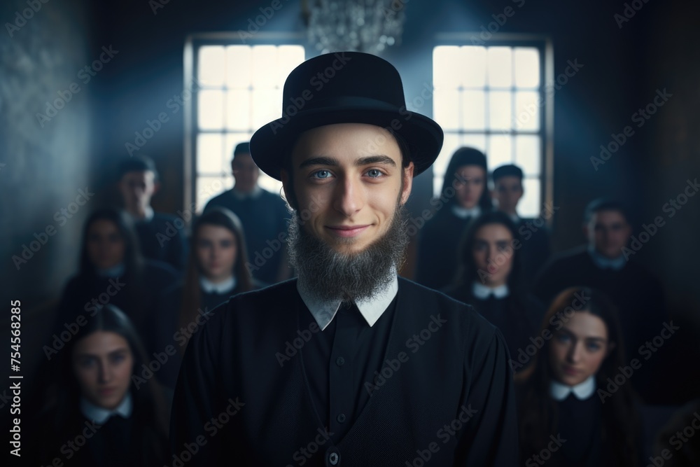 Obraz premium Portrayal of Amish people, traditional lifestyle, close bonds of community, rural simplicity, values of cultural richness, traditions of close-knit family friendly living group. village Country life.