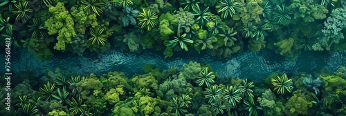 Aerial View of the Lush Amazon Rainforest, a Tapestry of Greenery and Biodiversity