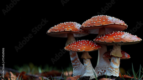 a specific type of mushroom with pronounced colors, on a black background